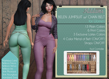 Addams "Belen" Mesh JumpSuit & Belt Mesh for Maitreya, Belleza, Slink #FATPACK