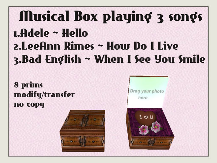 Musical Box playing 3 love songs