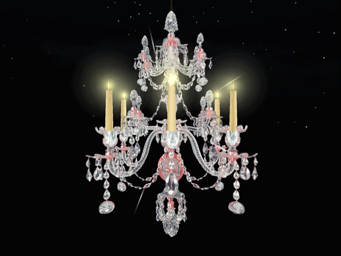 Spectacular Antique Crystal Chandelier in Red (Copy Mod)