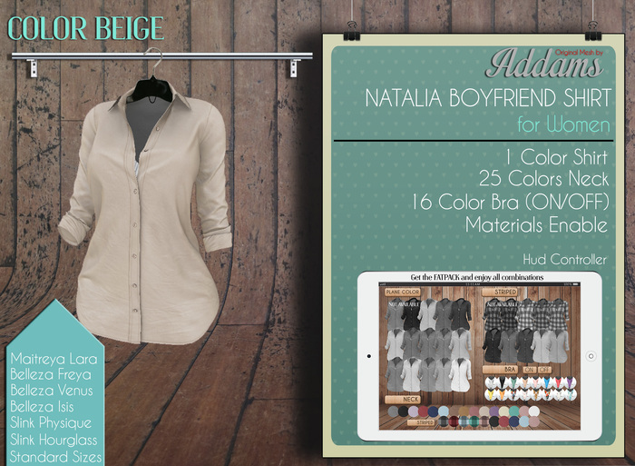Addams - Natalia Mesh Shirt & Bra - Maitreya, Belleza, Slink - Beige