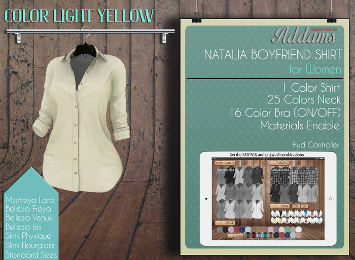 Addams - Natalia Mesh Shirt & Bra - Maitreya, Belleza, Slink - Light Yellow