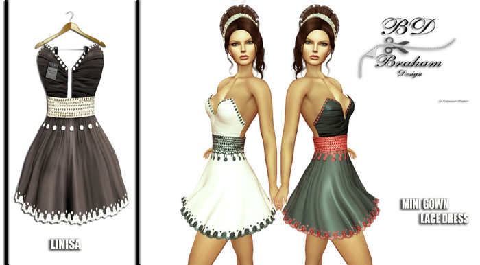 Braham Design Brown Linisa Gown Mini Dress Mesh