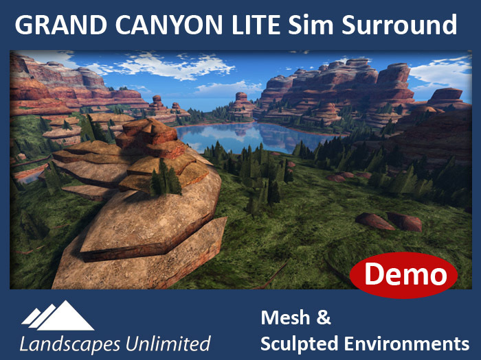 [DEMO] Sim Surround Landscape GRAND CANYON LITE (Full sim surround, Off-sim cliffs, mountains, rocks, fir & pine trees)