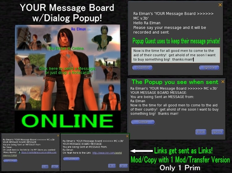 Second Life Marketplace Your Message Board With Popup Private