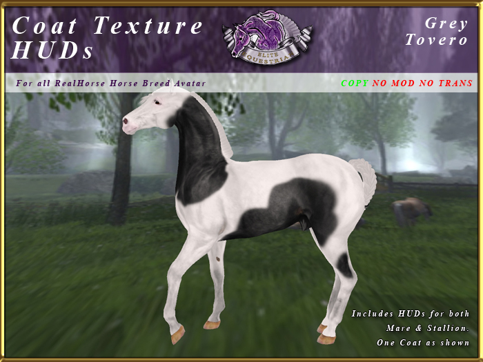 *E* RealHorse Coat Texture HUD [BOXED] Grey Tovero