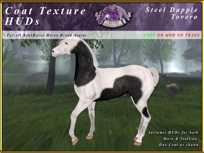 *E* RealHorse Coat Texture HUD [BOXED] Steel Dapple Tovero