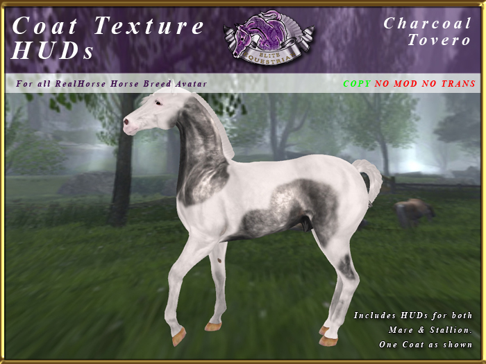 *E* RealHorse Coat Texture HUD [BOXED] Charcoal Tovero
