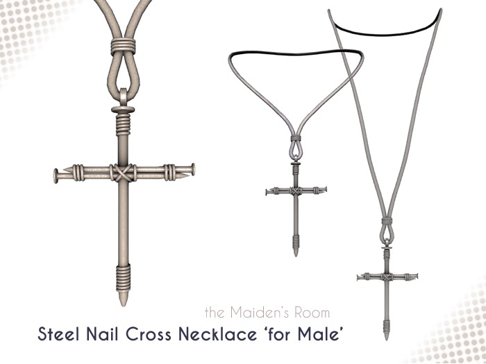 Steel Nail Cross Necklace for Male