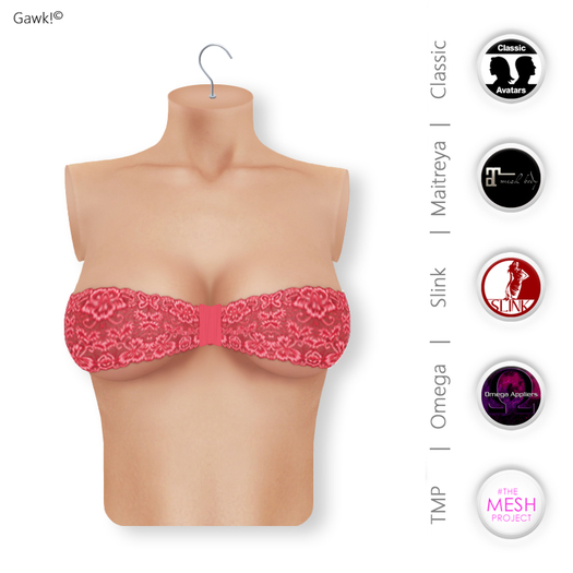 Gawk! Red Lace Bandeau Top | BoM & Appliers for Maitreya, Slink Physique, TMP & Omega System