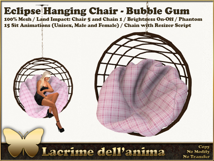Eclipse Hanging Chair - Bubble Gum