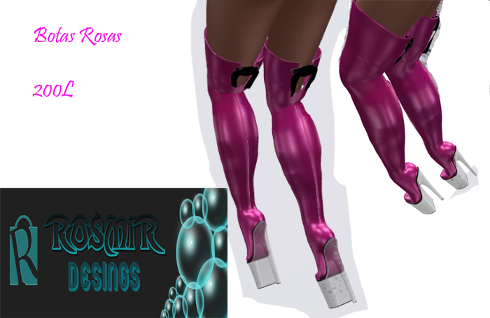 BOTAS ROSAS PLATAFORMA TRANSPARENTE