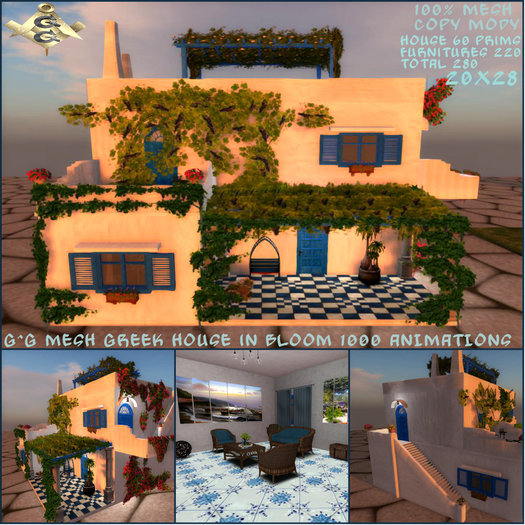G^G MESH Greek house in bloom 1000 ANIMATIONS