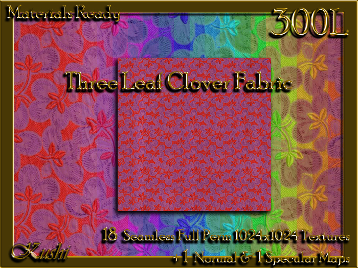 Three Leaf Clover Fabric Seamless Textures Materials Ready Full Perms 1024x1024