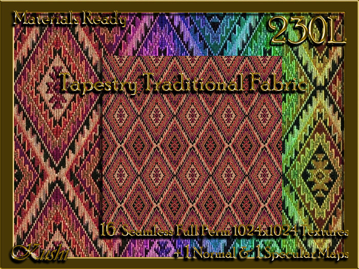 Tapestry Traditional Fabric Seamless Textures Materials Ready Full Perms 1024x1024