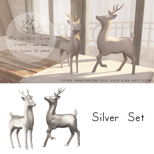+Half-Deer+ Porcelain Deer Set [Silver]