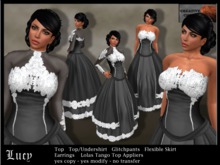 Fantasy / Victorian styled Gown "Lucy" - coal - optional undershirt - Lolas Tango Top Appliers included