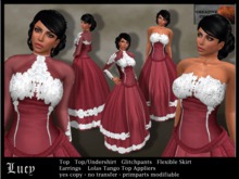 Fantasy / Victorian styled Gown "Lucy" - red - optional undershirt - Lolas Tango Top Appliers included