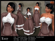 Fantasy / Victorian styled Gown "Lucy" - brown - optional undershirt - Lolas Tango Top Appliers included