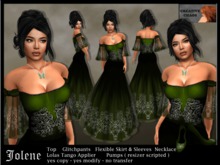 "Jolene" - green - fantasy dress - incl. necklace, pumps & Lolas Tango Appliers