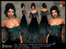 "Jolene" - teal - fantasy dress - incl. necklace, pumps & Lolas Tango Appliers