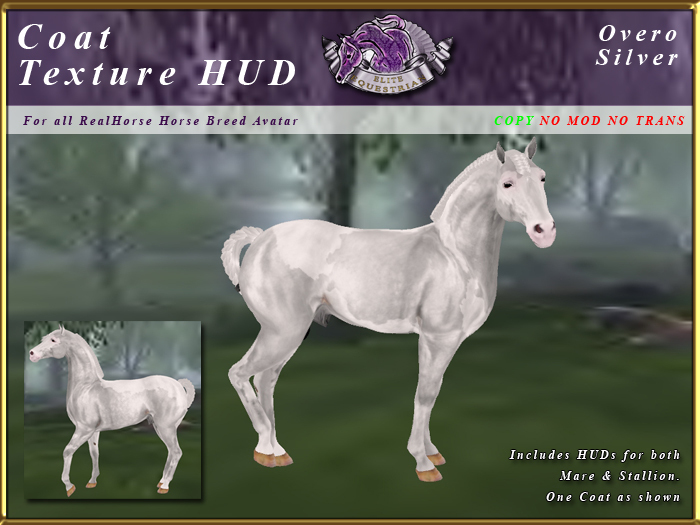 *E* RealHorse Coat Texture HUD [BOXED]  Overo Silver