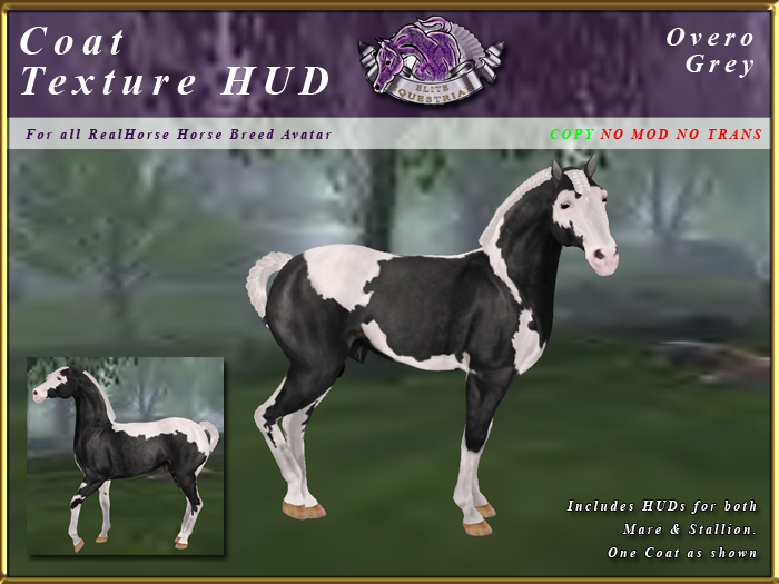 *E* RealHorse Coat Texture HUD [BOXED] Overo Grey