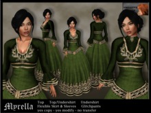 Fantasy dress "Myrella" - green - incl. modesty undershirt