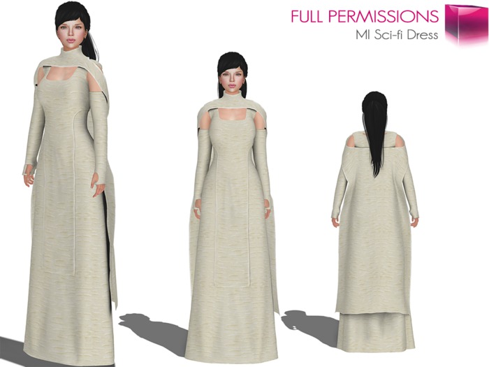 Full Perm Classic Rig Female Futuristic Sci-fi Dress with Cape and Gloves for Classic Avatars