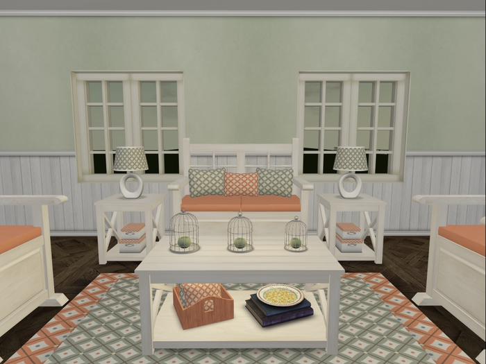 Warm Country Living Room Set -Salmon Moss