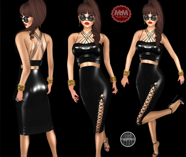 M&M-BETTY TOP AND SKIRT BLACK