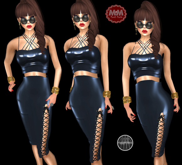 M&M-BETTY TOP AND SKIRT BLUE