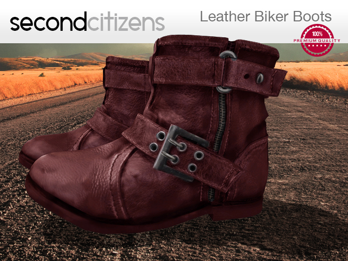 [SC] Leather Biker Boots - Red