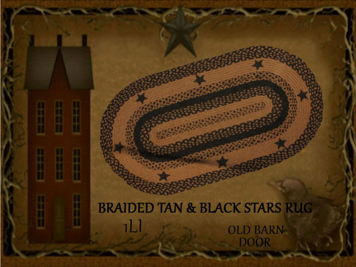 {OBD} BRAIDED TAN & BLACK STARS RUG