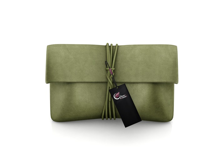 fame femme :  Soyana  Leather  Clutch - Lime