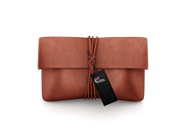fame femme :  Soyana  Leather  Clutch - Orange
