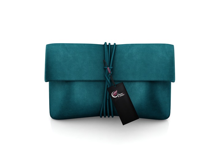 fame femme :  Soyana  Leather  Clutch - Turquoise