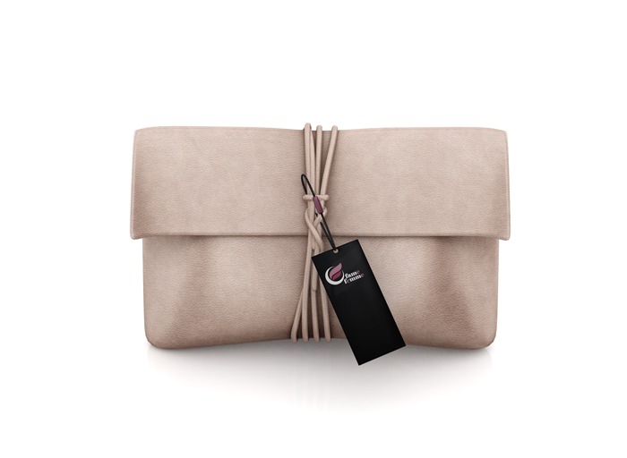 fame femme :  Soyana  Leather  Clutch - Beige