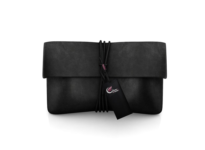 fame femme :  Soyana  Leather  Clutch - Black