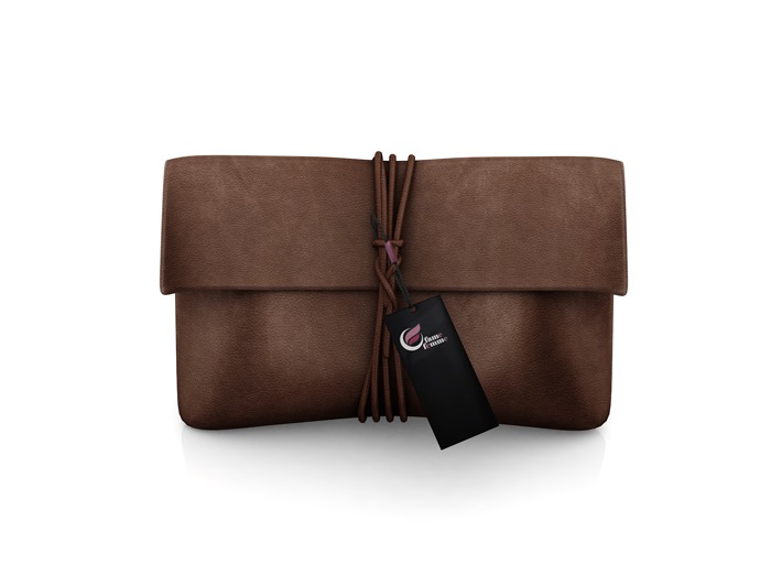 fame femme :  Soyana  Leather  Clutch - Brown