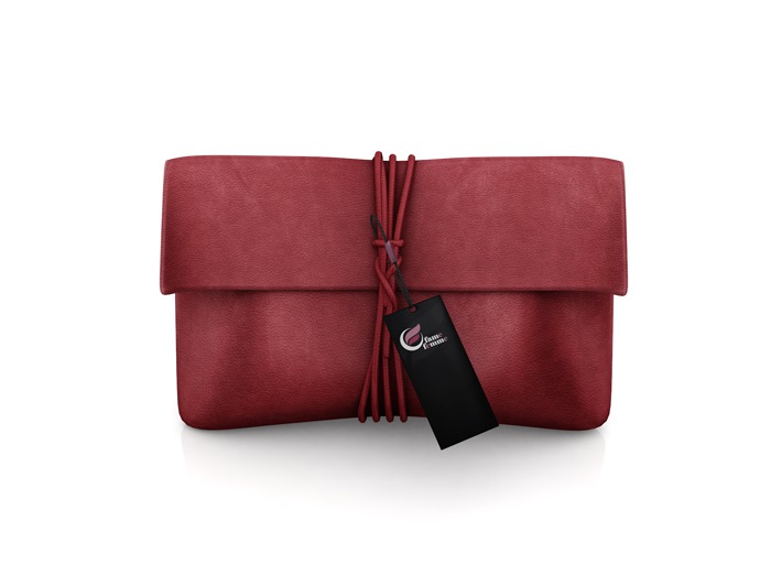 fame femme :  Soyana  Leather  Clutch - Red