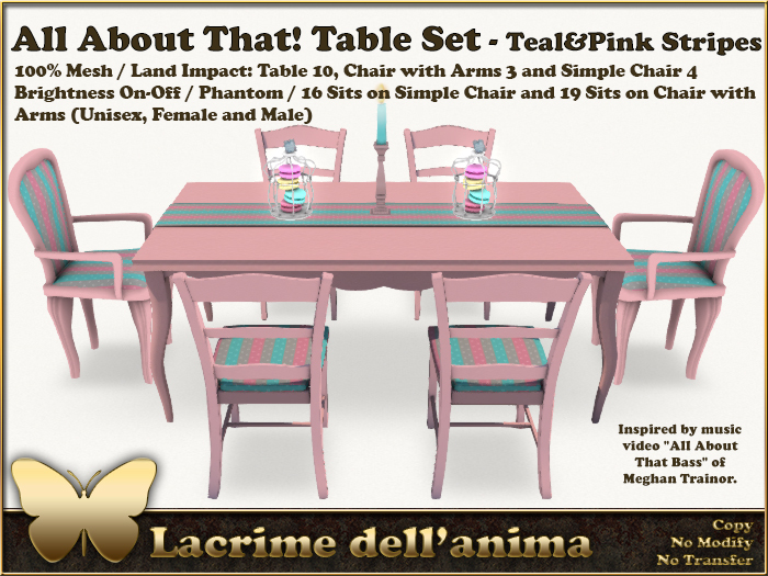 (BOX) All About That! Table Set - Teal&Pink Stripes