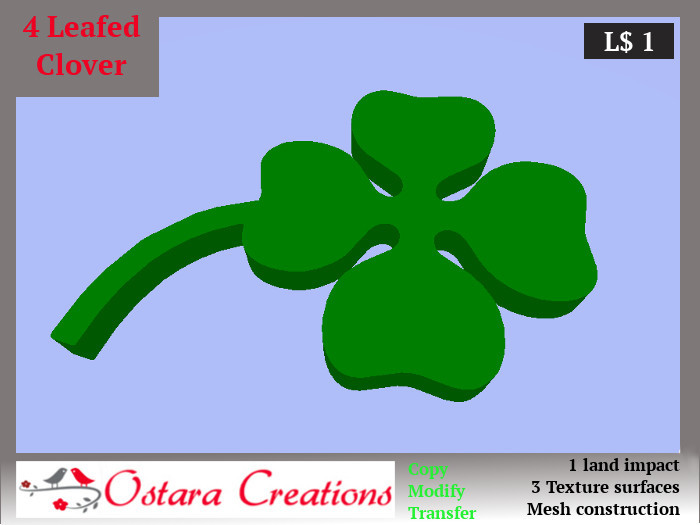 4 Leafed Clover - Full permissions - $1L Promo