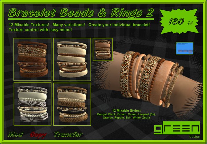 ●GD● Bracelet 'Beads & Rings 2' Multi Color [Many Variations]
