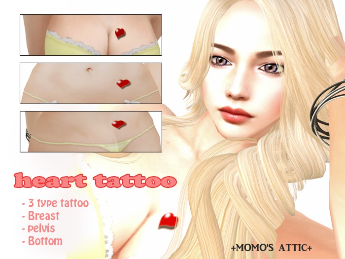 +MOMO'S ATTIC+ Heart tattoo set 3 type
