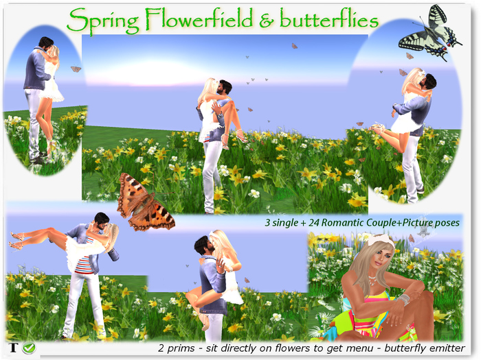 Spring flowers& butterflies  2 prims 25 poses-T