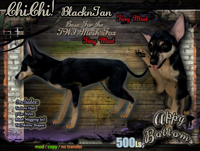 ::AppyBottoms::~ TWI Fox~ ChiChi Black n Tan