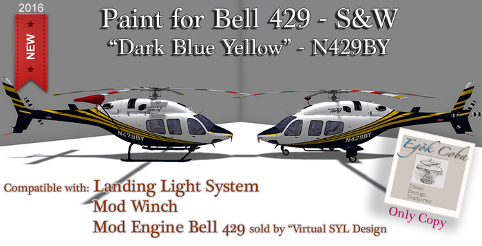 Paint for Bell 429 *S&W* V3.1-Dark blue Yellow(Box)