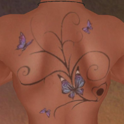 Swirly Butterflies Tattoo (back)