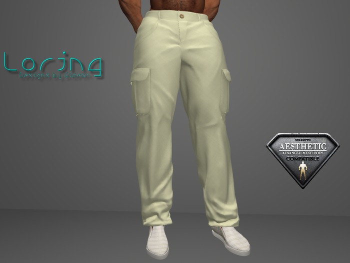 Second Life Marketplace Easter Cargo Pants Yellow Pastel (BOXED)