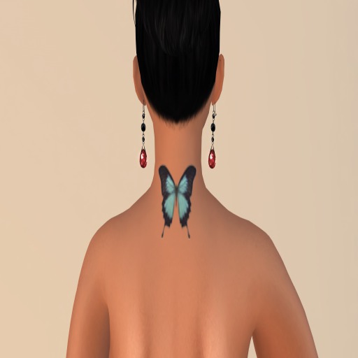 Blue Butterfly Neck Tattoo Box